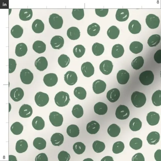 Various Fabrics by the Yard or Fat Quarter Green Circles Polka Dot White Painted Dots Random Artistic Small Scale Custom Printed Fabric by Spoonflower {4}