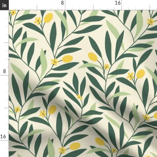 Various Fabrics by the Yard or Fat Quarter Green Yellow Botanical Garden Floral Nature Abstract Olive Medium Scale Custom Printed Fabric by Spoonflower {2}