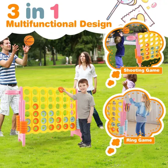 Costway Jumbo 4-to-Score 4 in A Row Giant Game Set with Stickers for Kids Adults Family Fun Red/Yellow {5}