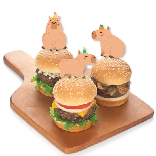 Big Dot of Happiness Capy Birthday - Dessert Cupcake Toppers - Capybara Party Clear Treat Picks - Set of 24 {4}