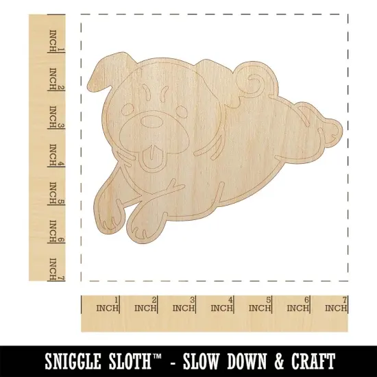 Pug Laying Down Dog Unfinished Wood Shape Piece Cutout for DIY Craft Projects {1}