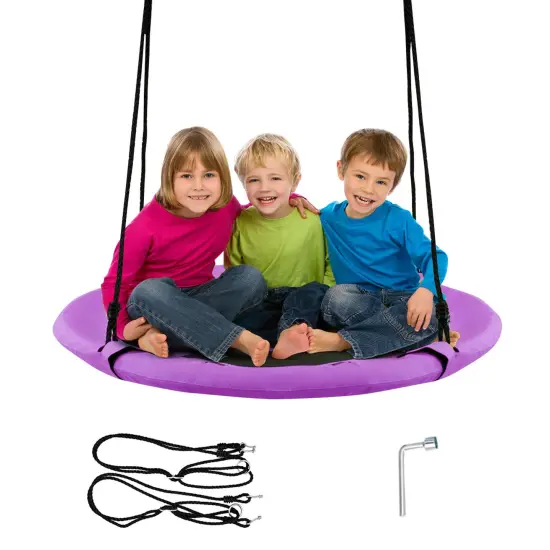 Goplus 40" Flying Saucer Tree Swing Indoor Outdoor Play Set Kids Christmas Gift Purple/Blue/Green/Colorful/Blue Rocket/Blue Whale/Woods/Dark Green/Dark Pink/Yellow/Pink {7}