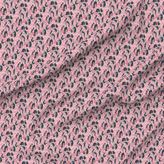 Various Fabrics by the Yard or Fat Quarter Whimsical Cats Small Scale Floral Cute Kittens Modern Flowers Pink Custom Printed Fabric by Spoonflower {6}