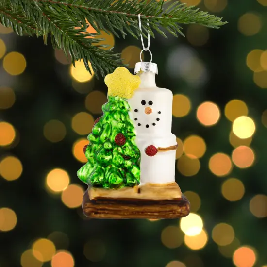 Northlight 3.25" Smore with Tree Glass Christmas Ornament White {3}