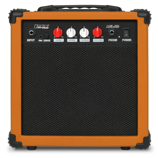 LyxPro Electric Guitar Amp, 20w Portable Mini Amplifier Mahogany {1}