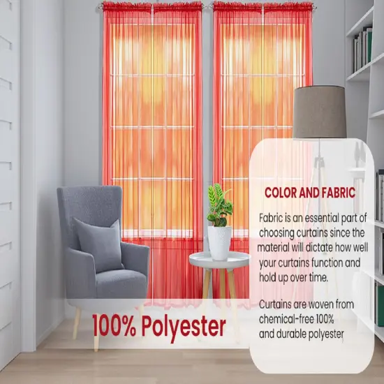 J&V TEXTILES 4-Pack Value: Solid Sheer Window Curtain Panels Lime Green {4}