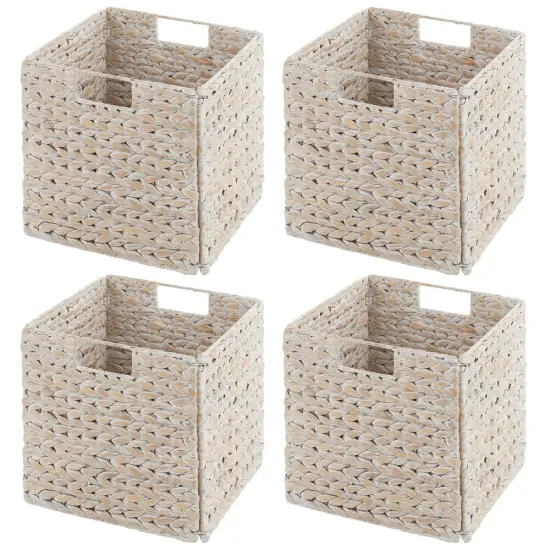 mDesign Woven Hyacinth Kitchen Basket Organizer with Handles {5}