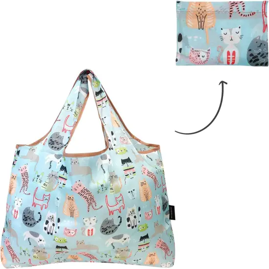 Wrapables Large Foldable Tote Nylon Reusable Grocery Bag, 3 Pack Chilling Animals {5}