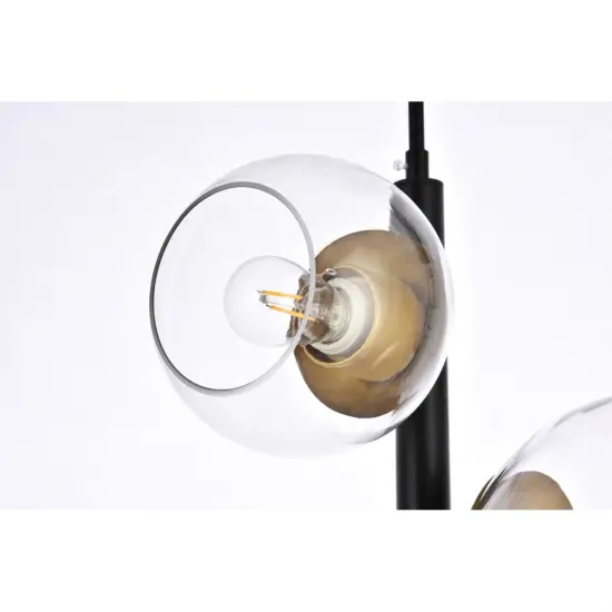 Wells 18 inch pendant in black and brass with clear shade {6}