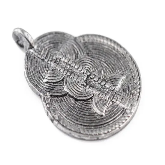 The Bead Chest Silver Double Sun & Moon Baule Pendant (32x46mm): African Tribal Metal Pendant for DIY Jewelry and Necklace {3}