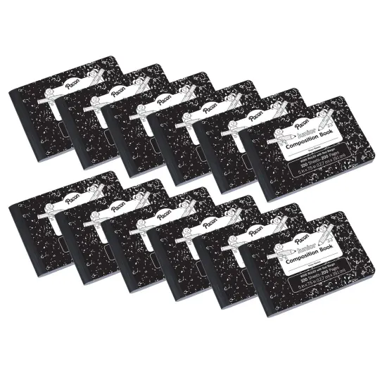 Junior Composition Book, Black Marble, 3/8" Ruled 5" x 7-1/2", 100 Sheets, Pack of 12 {1}