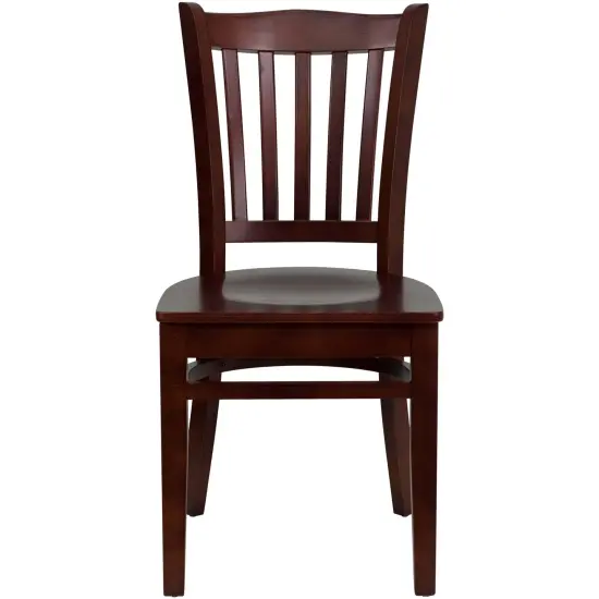 Emma and Oliver Vertical Slat Back Wooden Restaurant Dining Chair Mahogany/Mahogany {2}