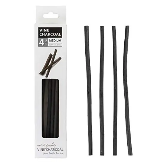 Artist Charcoal, Medium, Black 4 Charcoal Sticks for Drawing, Sketching, and Fine Art {2}
