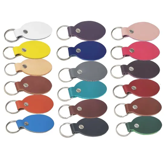 Oval Leather Keychains Kit &ndash; Full-Grain Latigo, DIY Personalization Ready, 10 Pack Black {2}