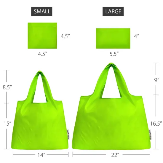 Wrapables Large & Small Foldable Tote Nylon Reusable Grocery Bags, Set of 2 Set of 2, Purple {8}