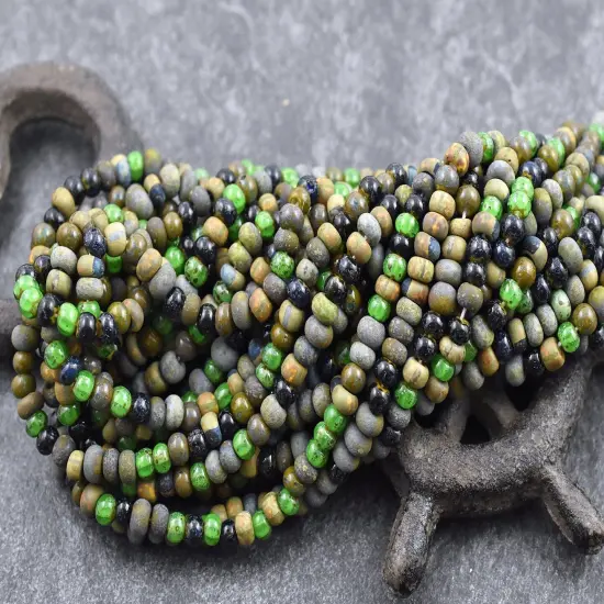 6/0 Aged Matte Neptune Striped Picasso Seed Bead Mix (18" Strand) {3}