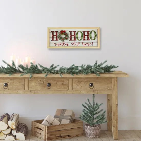 Northlight 19.75" LED Lighted Plaid 'Ho Ho Ho' Wooden Christmas Wall Sign White {3}