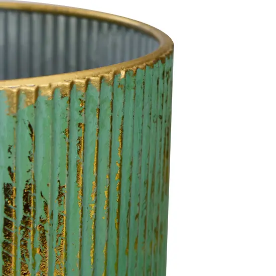 Northlight Rustic Christmas Tree Candle Lanterns - 12" - Green and Gold - Set of 2 {5}