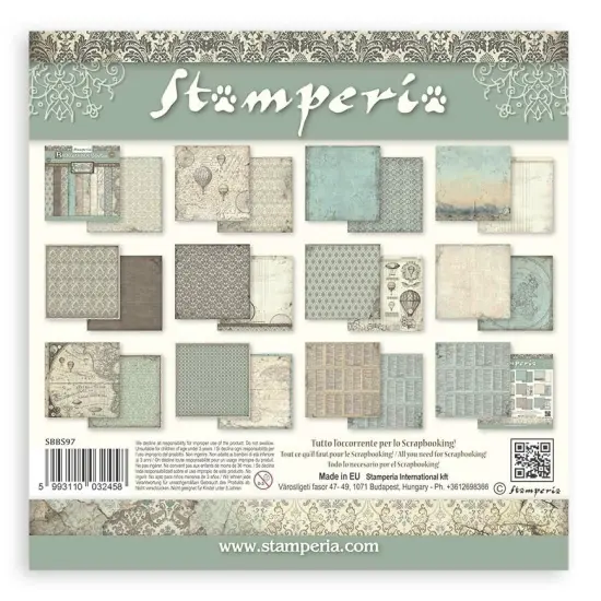 Stamperia Backgrounds Double-Sided Paper Pad 8"X8" 10/Pkg-Voyages Fantastiques, 10 Designs, 1 Each {3}