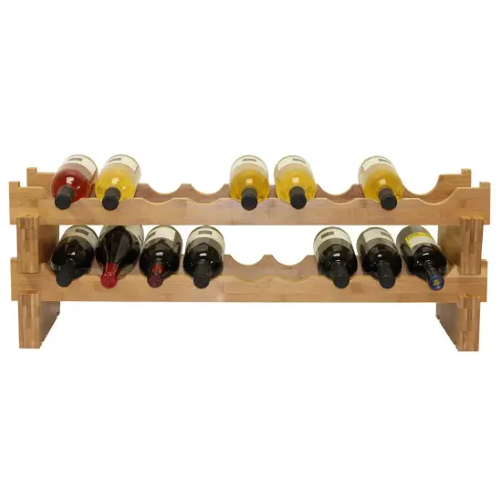 Oceanstar 18-Bottle Stackable Bamboo Wine Rack Brown {7}