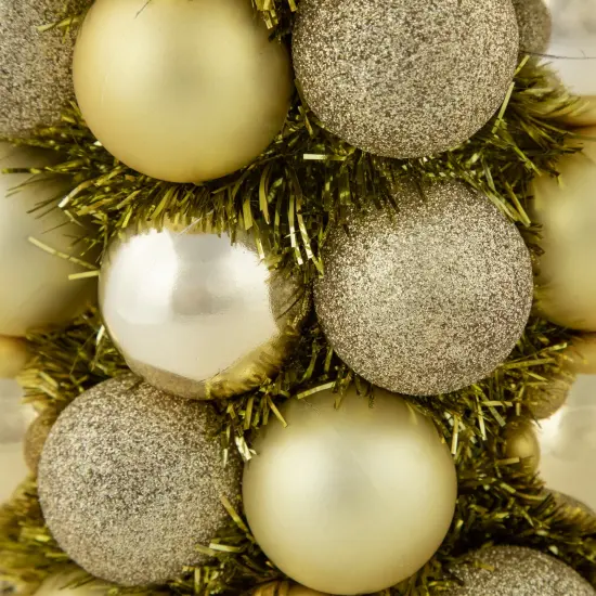 Northlight 3-Finish Shatterproof Ball Christmas Tree with Tinsel - 15.75" - Gold {6}