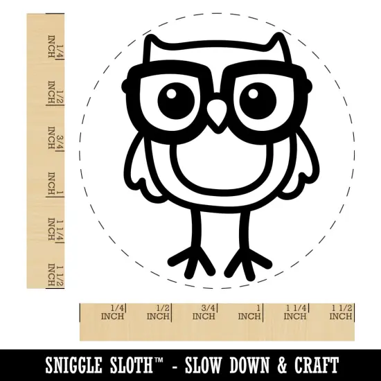 Owl Smart with Glasses Self-Inking Rubber Stamp for Stamping Crafting Planners Blue {1}
