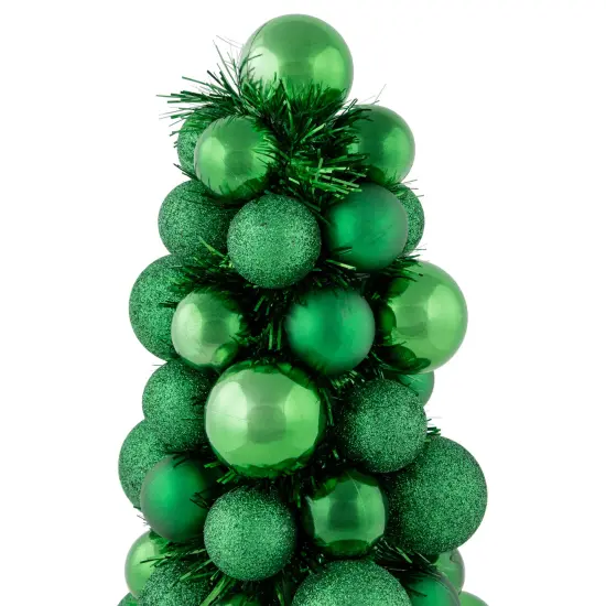 Northlight 3-Finish Shatterproof Ball Christmas Tree with Tinsel - 15.75" - Green {7}