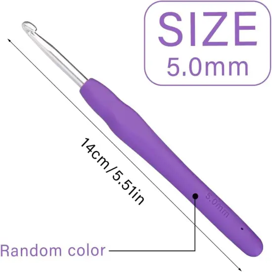 5 Mm Crochet Hook, Ergonomic Handle for Arthritic Hands, Extra Long Knitting Needles for Beginners and Crocheting Yarn (5 Mm) {3}
