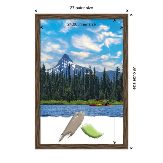 Amanti Art Regis Barnwood Grey Narrow Wood Picture Frame Regis Mocha {1}