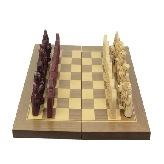 Ancient Scottish Isle Of Lewis Style Chess Set With Chessmen and Board {3}