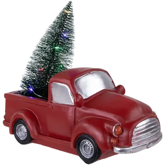 Northlight LED Lighted Pine Tree in Vintage Truck Christmas Decoration - 10" - Red {7}