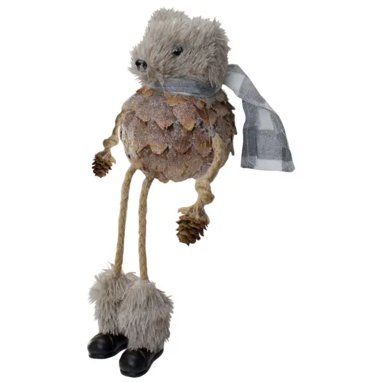 Northlight Glittered Pinecone Fuzzy Bear Christmas Figure - 5.5" Brown {4}