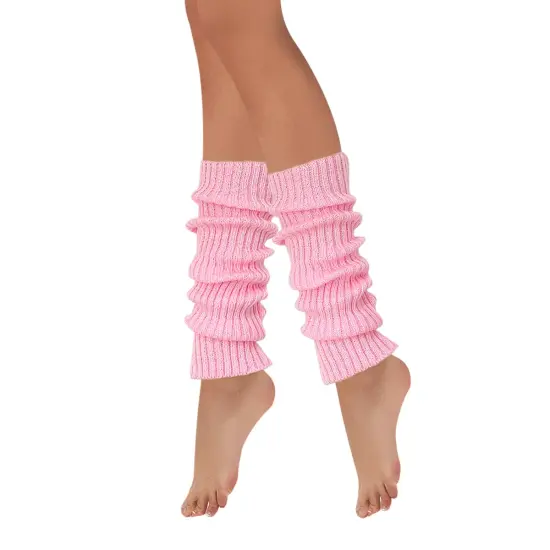 Wrapables 80's Style Neon Fluorescent Ribbed Leg Warmers Pink {3}