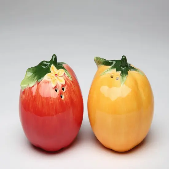 Hand Painted Ceramic Tomato Salt & Pepper Shakers, Home Décor, Gift for Her, Gift for Mom, Kitchen Décor, Farmhouse Décor {3}