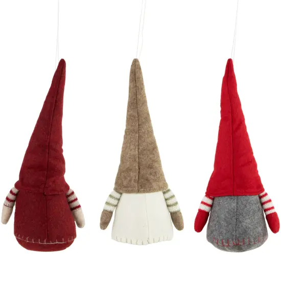 Northlight Bearded and Chubby Striped Arms Christmas Gnomes - 10.5" - Set of 3 Gray {6}