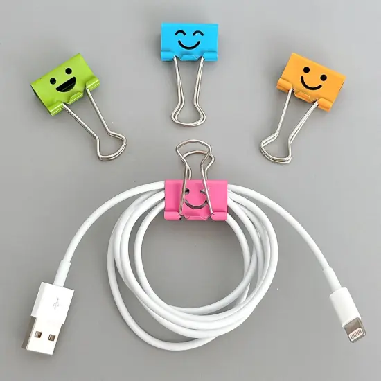 Wrapables Smiling Face Binder Clips for Office, Paper Clamps, Paper Clips Medium {6}