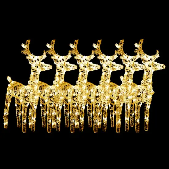6 pcs Christmas Reindeers 240 LEDs Acrylic Warm white {2}