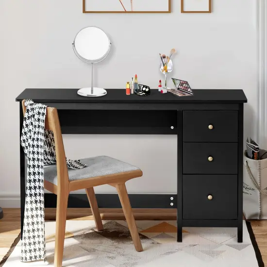 3-Drawer Home Office Study Computer Desk with Spacious Desktop Black {4}
