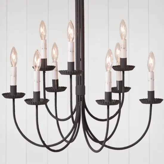 Irvin's Country Tinware 9-Arm Grandview Chandelier with Gray Sleeves {4}