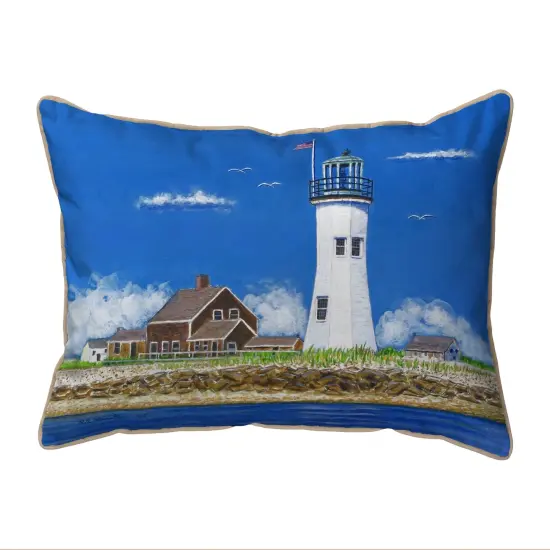 Betsy Drake Scituate MA Lighthouse Small Indoor/Outdoor Pillow 11x14 {1}