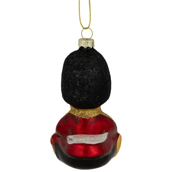 Northlight Glittered Teddy Bear Soldier Glass Christmas Hanging Ornament - 4" - Red and Black {6}