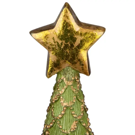 Northlight Christmas Tree Cone on Pedestal with Star Topper Decoration - 23" - Green {5}