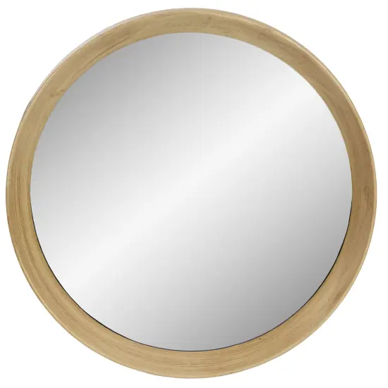 Northlight 13" Gold Round Modern Wall Mirror with Woodgrain Finish {1}