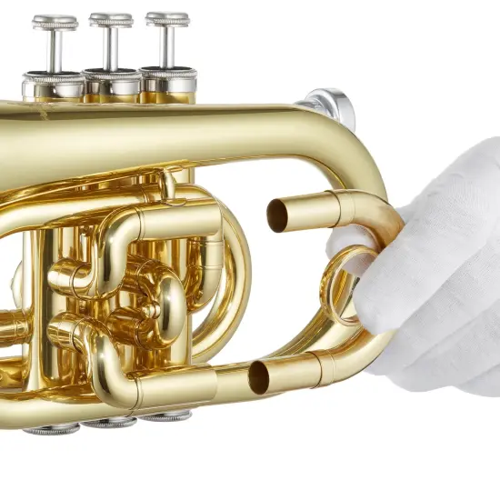 Ashthorpe Bb Brass Pocket Trumpet - Includes Case, Mouthpiece, Gloves, Cleaning Cloth, Valve Oil {4}