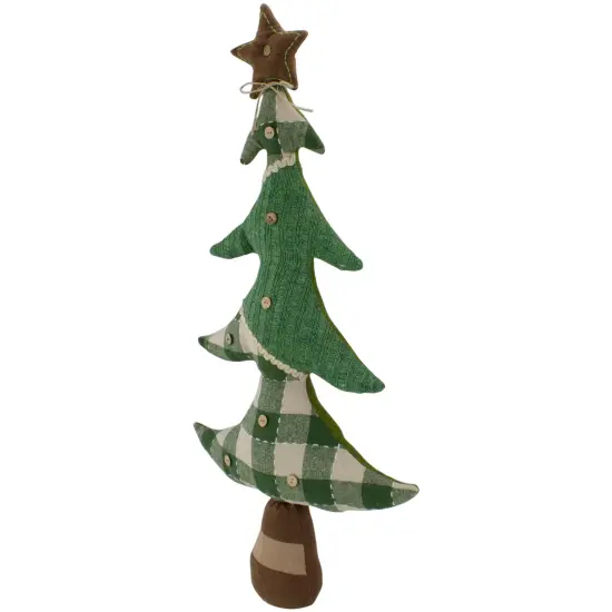 Northlight Country Buffalo Plaid Christmas Tree with Star Topper - 30" - Tan and Green {5}