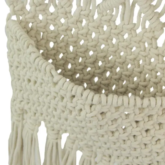 Hand Tied Macrame Bohemian Style Wall Pocket 27 Inches High Boho Decor {3}