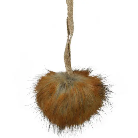 Northlight Furry Plush Christmas Ball Ornament - 4" - Copper and Beige Bronze {1}