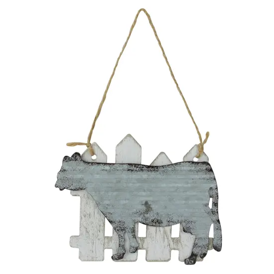 Northlight 4.5" Country Rustic Cow and White Picket Fence Christmas Ornament {3}