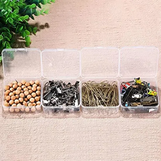 12 Pack Clear Plastic Beads Storage Containers Box with Hinged Lid for Beads and More (3.70 x 3.70 x 1.18 Inch) {3}