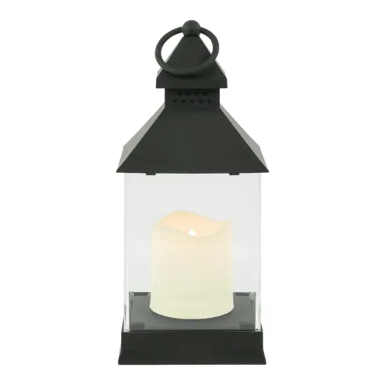 Northlight Candle Lantern with Flameless LED Candle - 9.5" - Black {6}